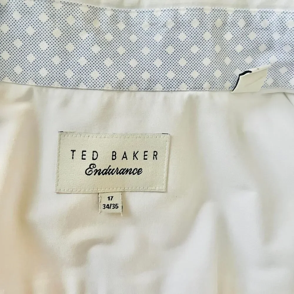 Ted Baker Endurance Shirt Men's 17 34/35 White Classic Button Up Work Office